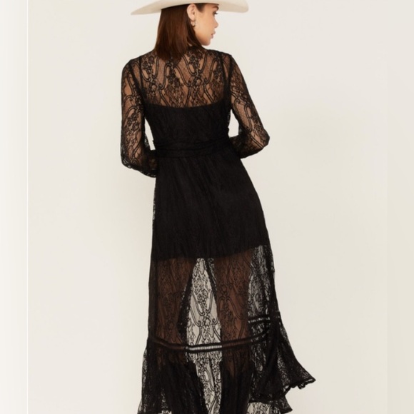 Shyanne Elegant Western Black Lace midi Dress | Size: S | Color: Black - Picture 2 of 12